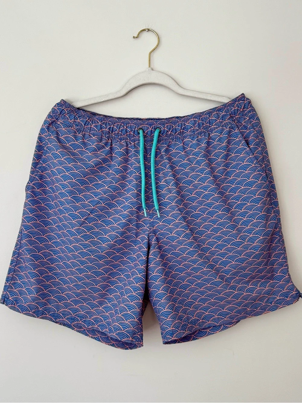 J. Crew Flex Swimwear Lined Swim Trunks, Purple / Coral Nautical Pattern – Large